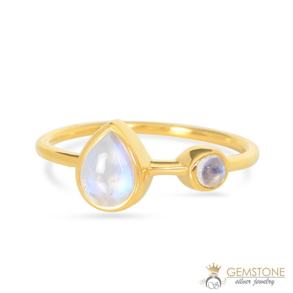 Moonstone Ring - Sea Spectre - 14k Gold Vermeil